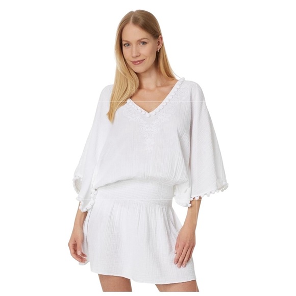 Lilly Pulitzer Amaury Embroidered White Cotton Coverup- Small - Picture 2 of 15